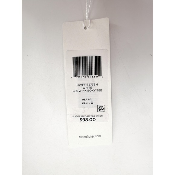 Eileen Fisher Shirt Womens Large White Crew Neck Boxy Tee Stretch Viscose New - Picture 11 of 11